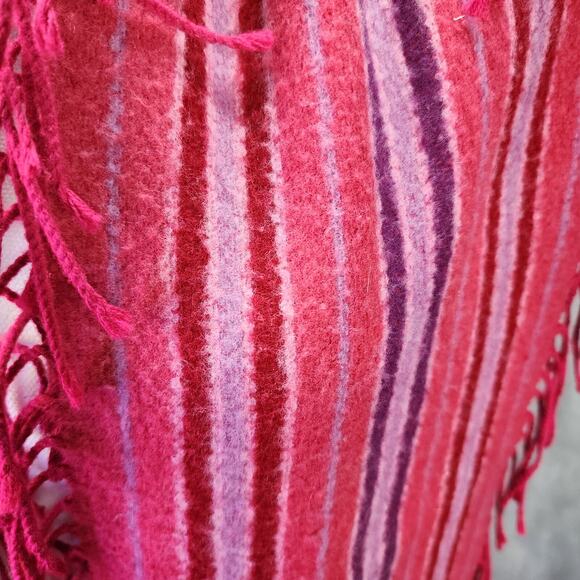 Vintage Victoire Mathieu Paris Scarf Pink Purple Fringe 8x64 Wool Blend France - Picture 5 of 6